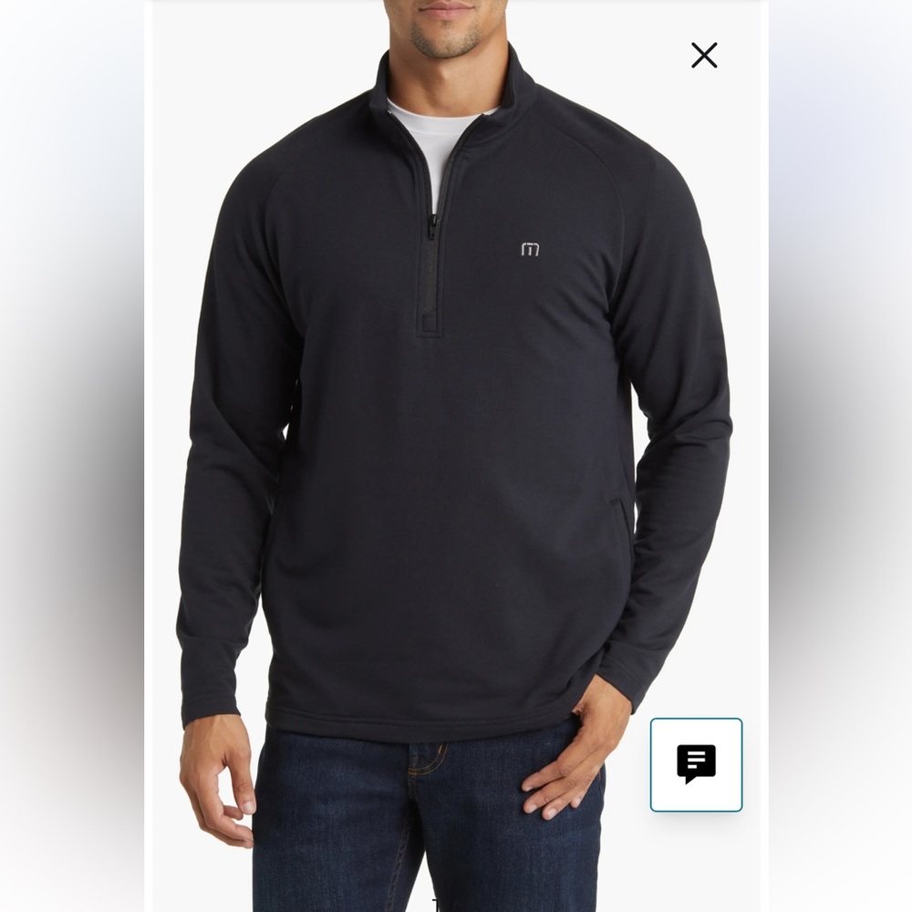 Travis Matthew Valiant Quarter Zip Pullover Black Silver Zipper, Size Large